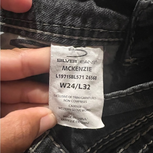 Silver Jeans Mckenzie Slim Bootcut Womens 24x32 Grey Thick Stitch Low Rise - Picture 9 of 12